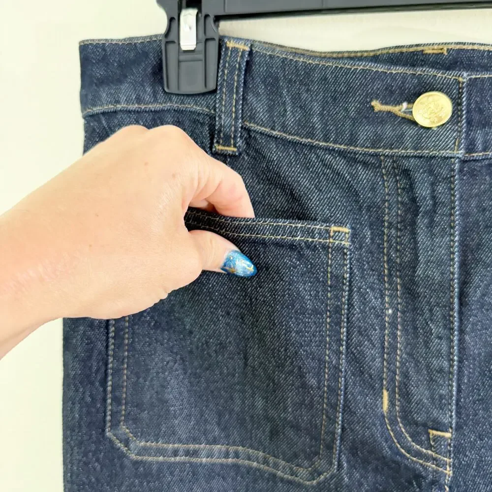 J. Crew Blue Dark Wash High Rise Kickout Jean Women's Size 27 Sailor Pockets